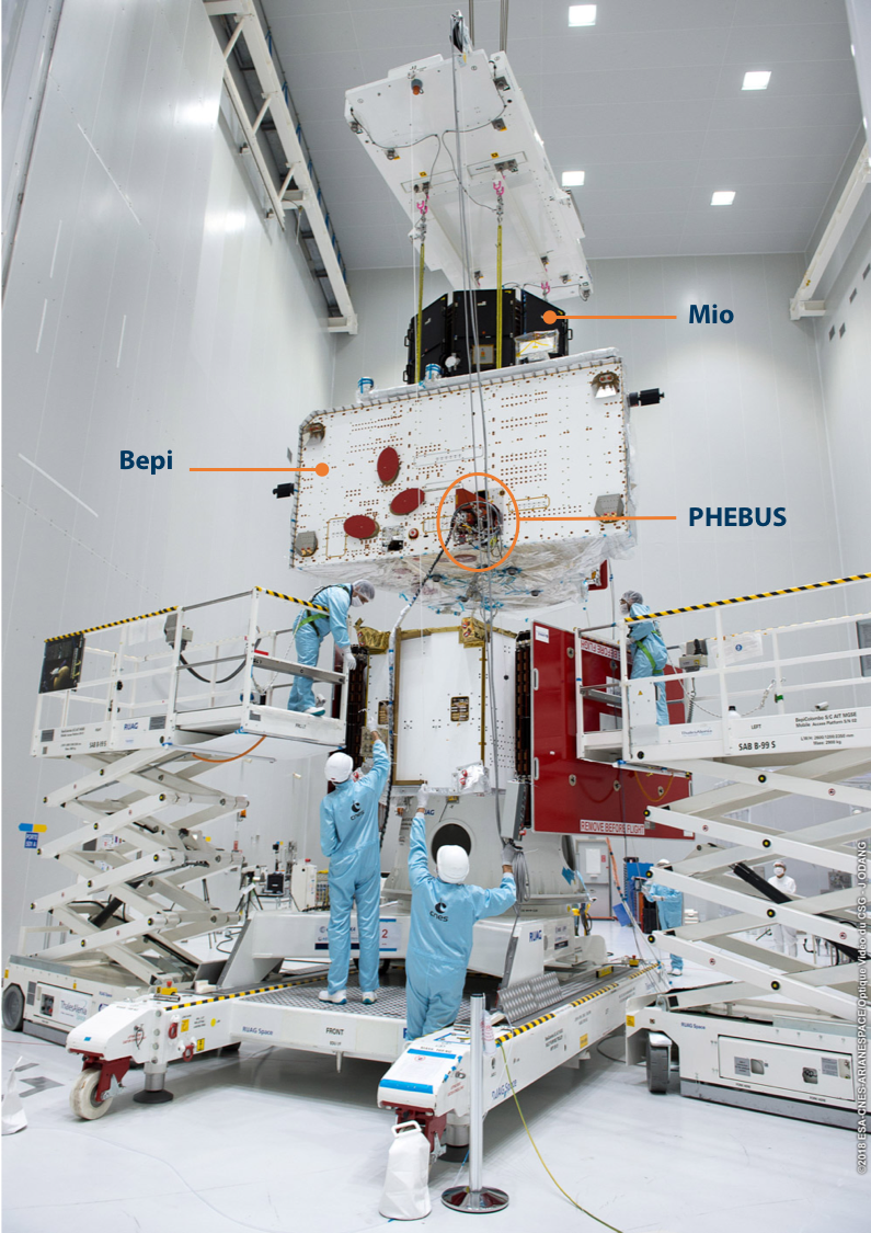 2018_10_verif_ajustement_modules_kourou_fig3 Figure 3. Vérification de l’ajustement des modules de la mission BepiColombo au Centre Spatial Guyanais à Kourou. Crédit : ESA