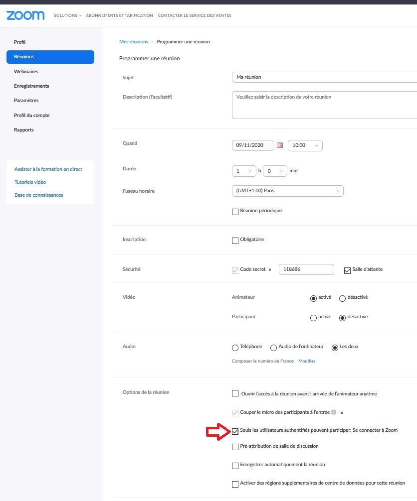 Seuls les utilisateurs authentifiés peuvent participer-Se connecter à Zoom